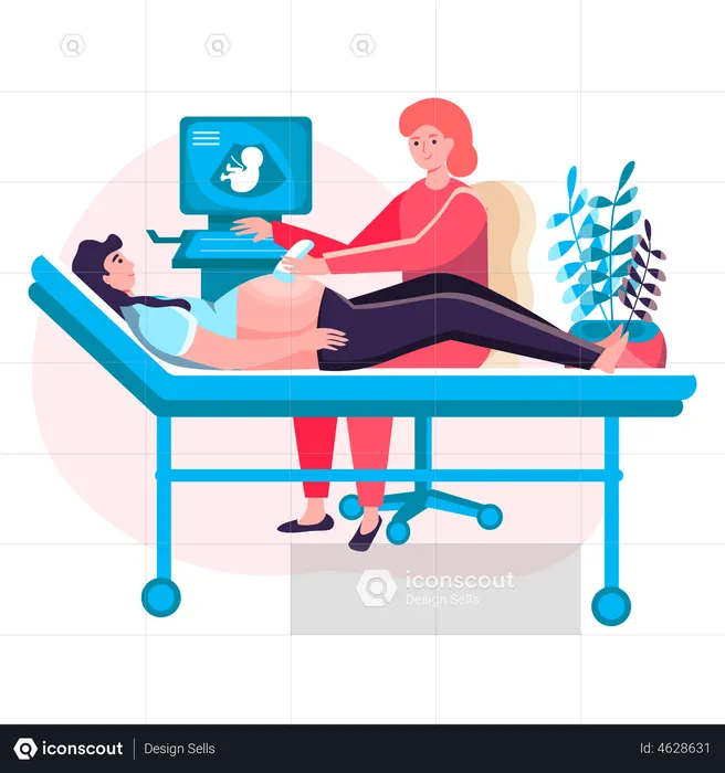 Arzt macht Schwangerschafts-Ultraschalluntersuchung  Illustration