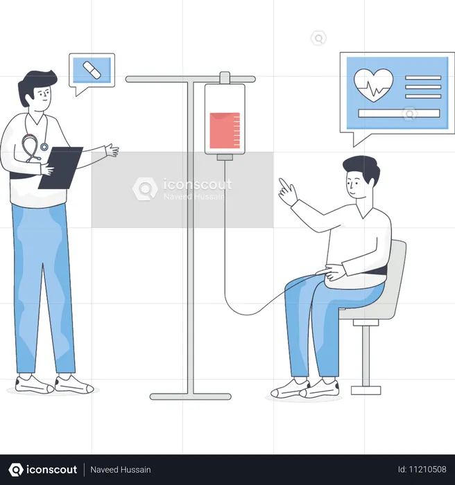 Arzt mit Patienten im Gesundheitswesen Krankenhaus Kardiologie  Illustration