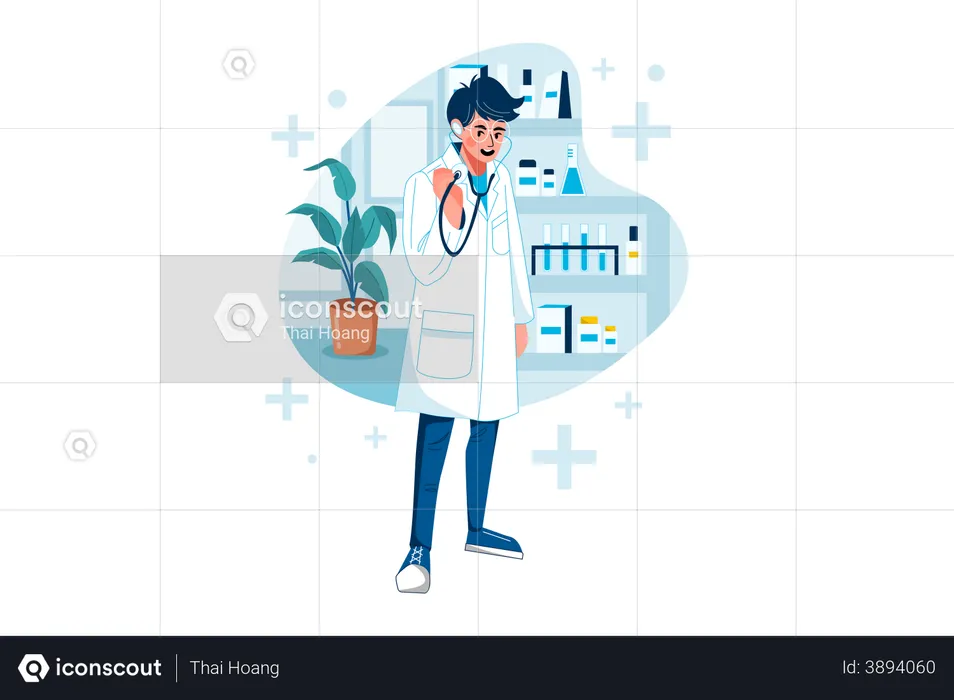 Arzt mit Stethoskop  Illustration