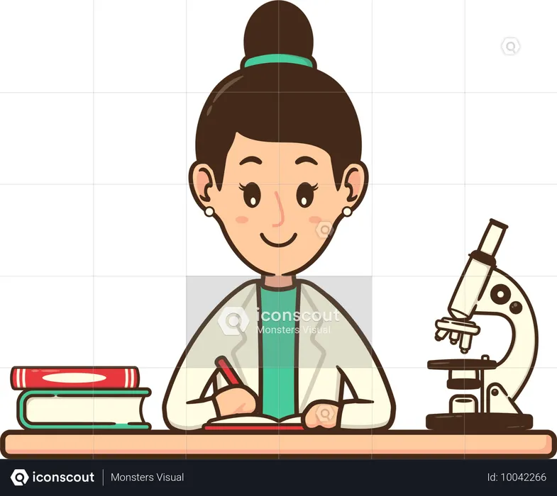 Arzt schreibt Analysebericht des durchgeführten Experiments  Illustration