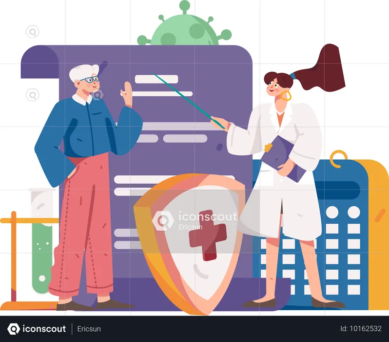 Arzt überprüft Patientenbericht  Illustration