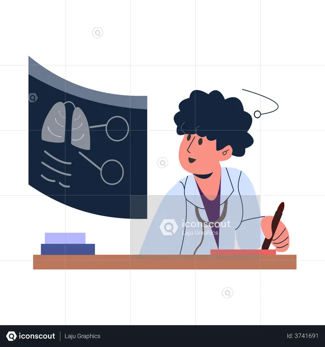 Arzt untersucht die Lunge eines Patienten  Illustration