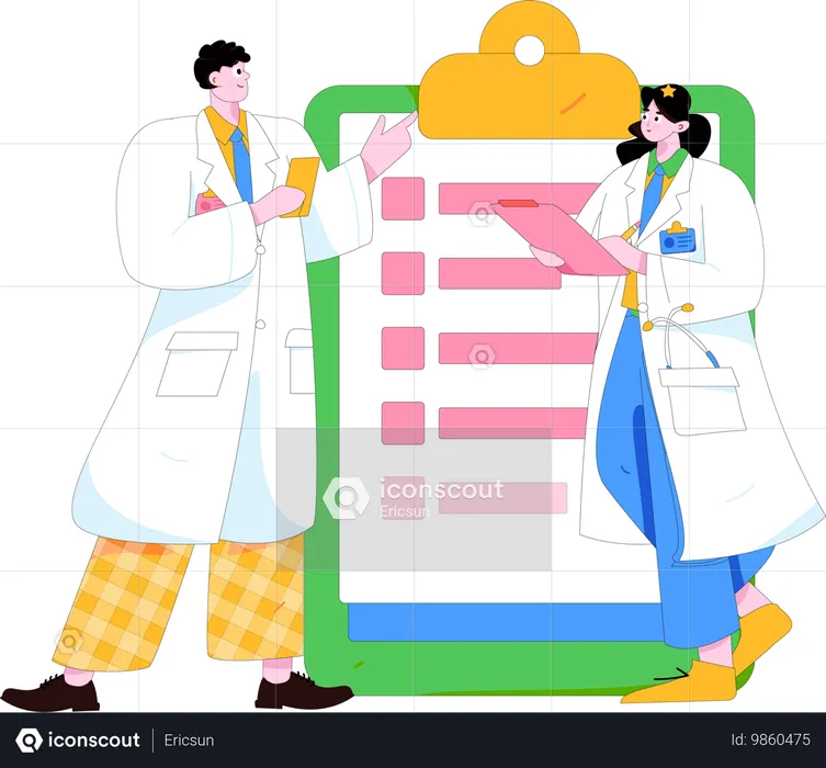 Arzt zeigt medizinischen Bericht  Illustration