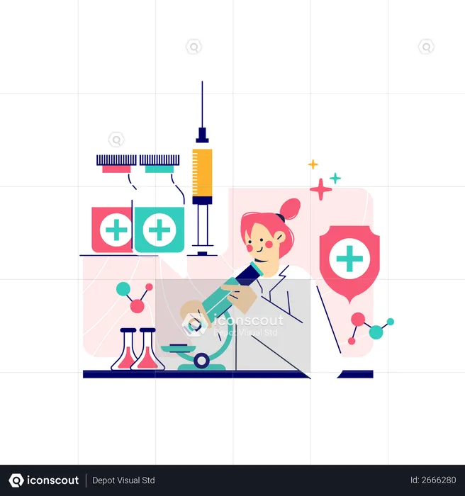 Ärzte forschen an Corona-Impfstoffen  Illustration