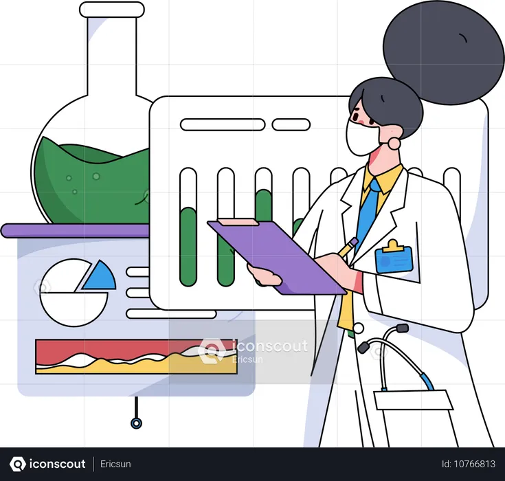 Ärztin, die medizinische Forschung betreibt  Illustration