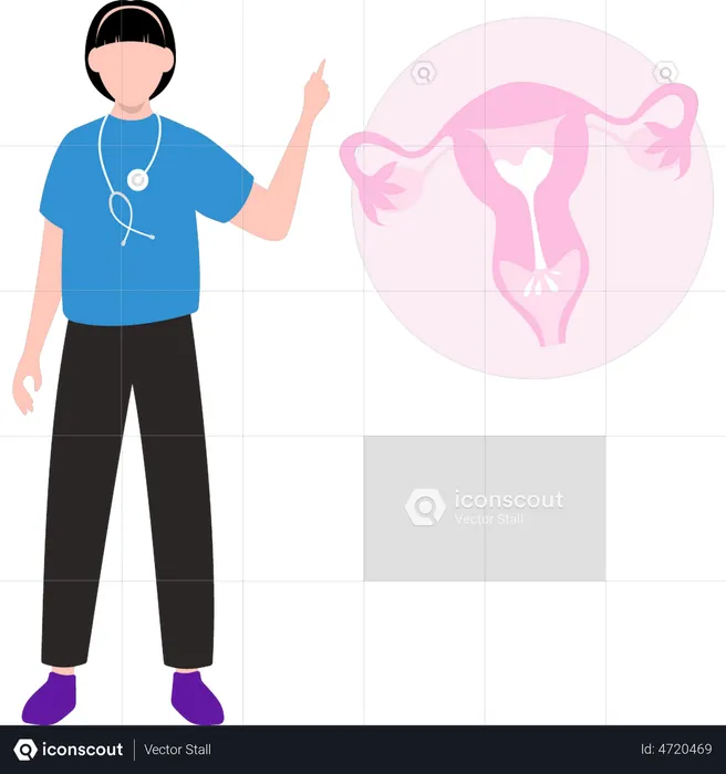 Ärztin untersucht Vagina  Illustration