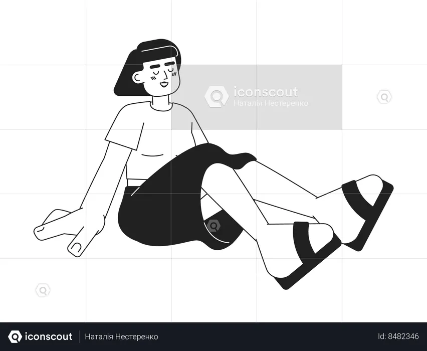 Asian girl on summer break  Illustration