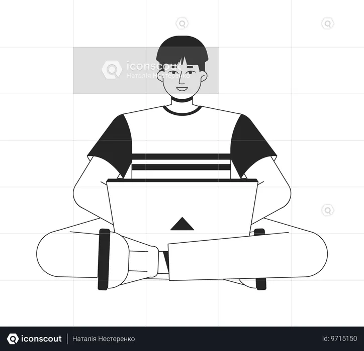 Asian man with notebook  Illustration