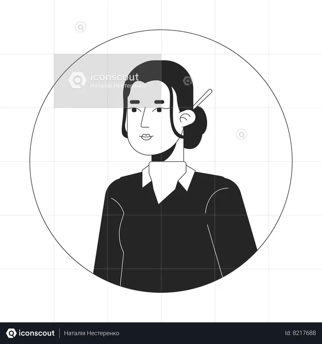 Asian office lady wearing chinese hairpin  Illustration