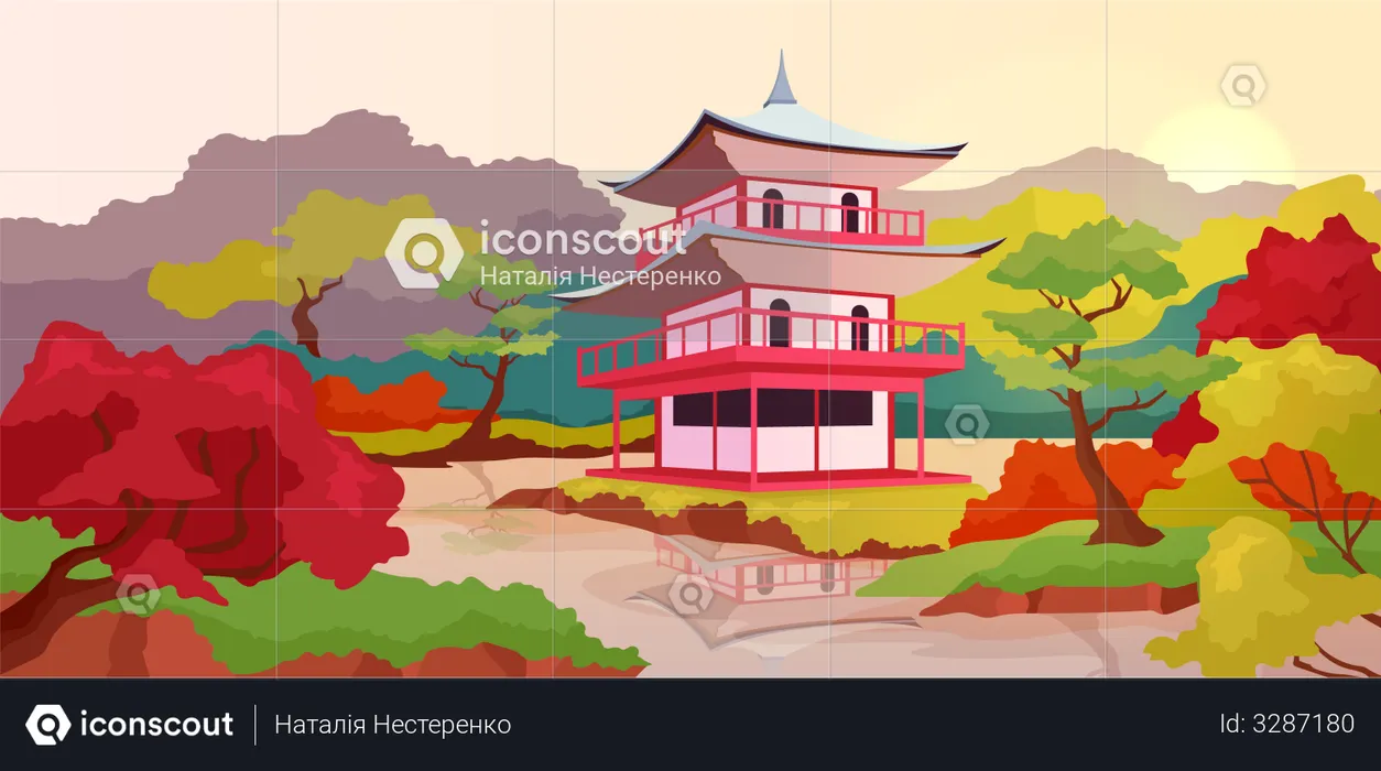 Asian pagoda  Illustration
