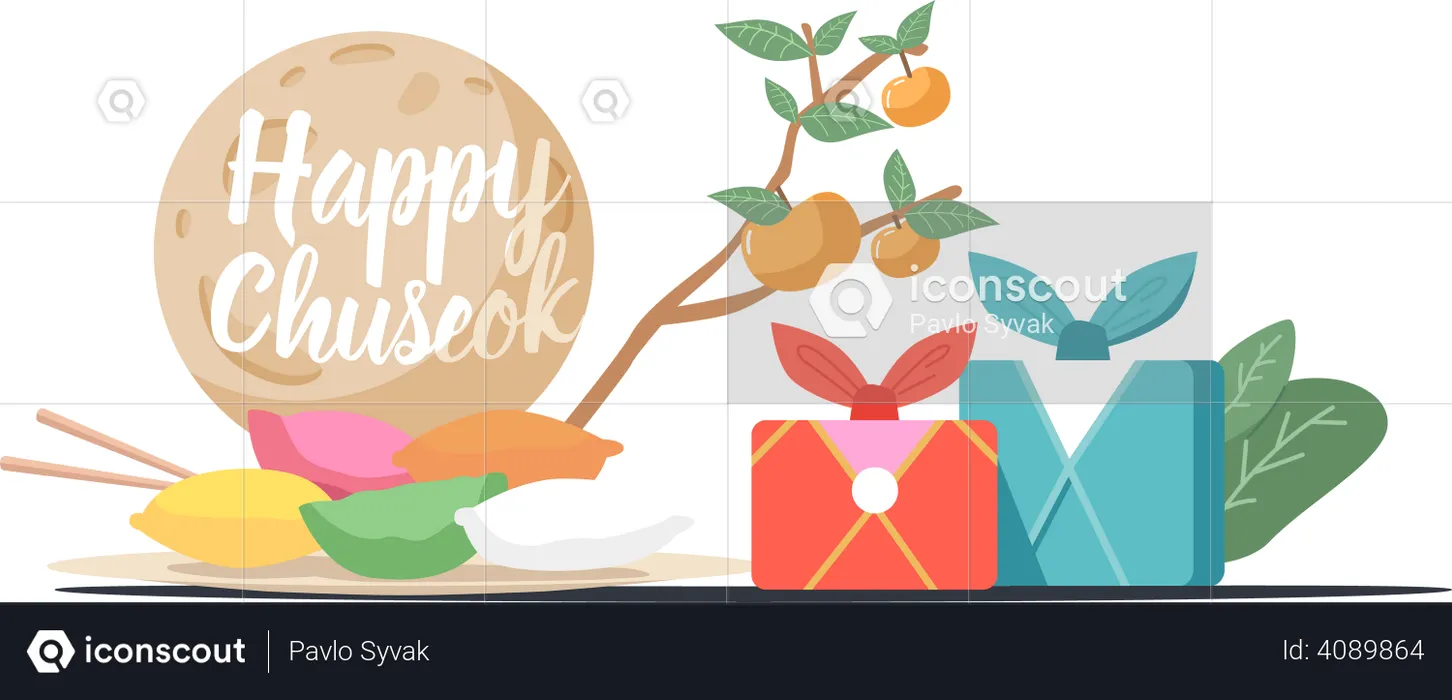 Asian Thanksgiving Day  Illustration