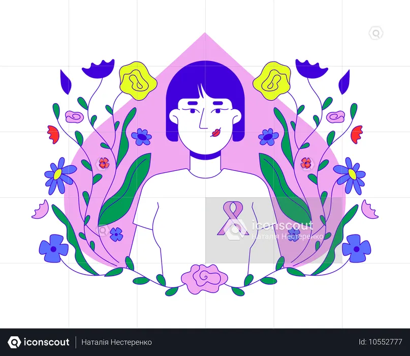 Asian woman promoting breast cancer awareness  Illustration