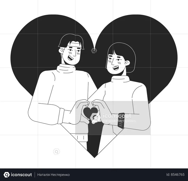 Asian young adults meeting soulmate 14 february  Illustration
