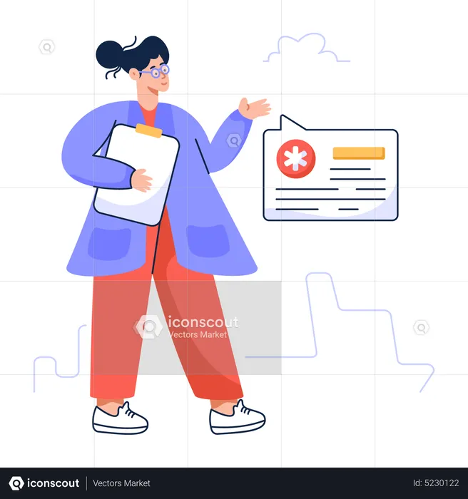 Asistente médico dando asesor  Ilustración