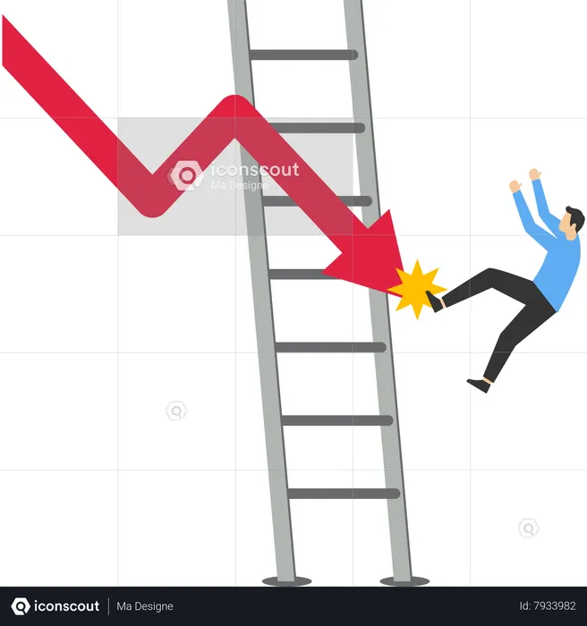 Aspiration businessman falling from stair cases  Illustration