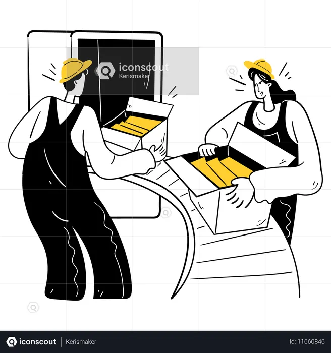 Assembly Line Workers  Illustration