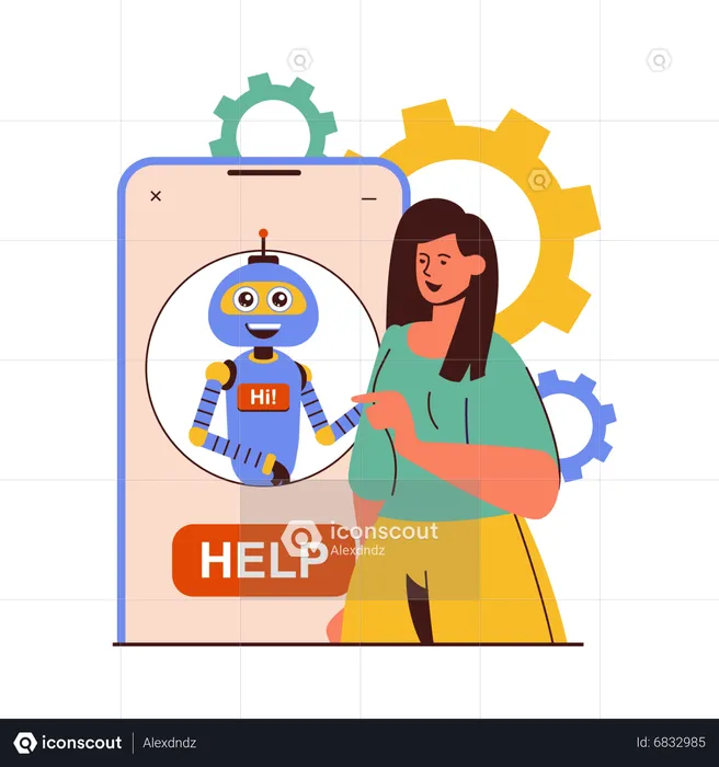 Assistente virtual ajudando  Ilustração