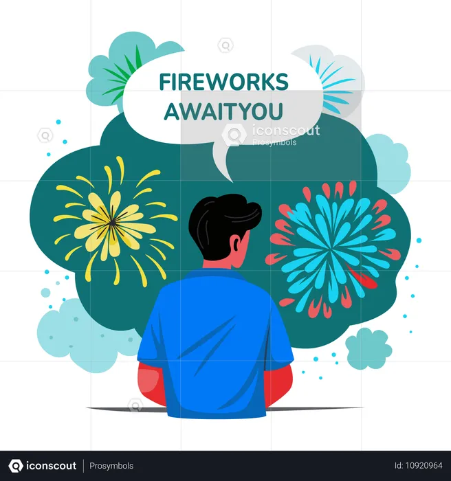 Assistir fogos de artifício esperando por você  Ilustração