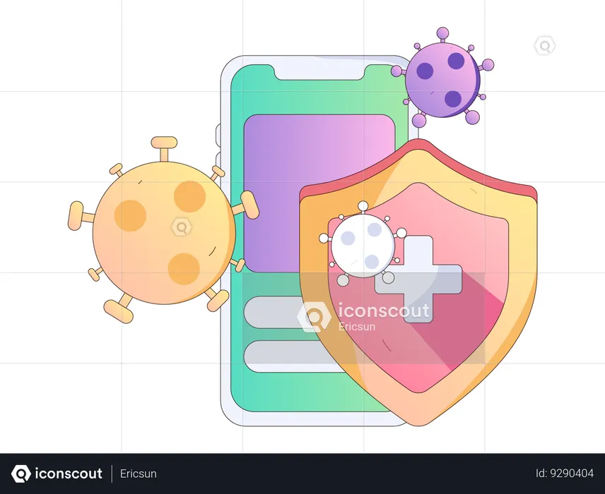 Assurance médicale en ligne pour se protéger des virus  Illustration