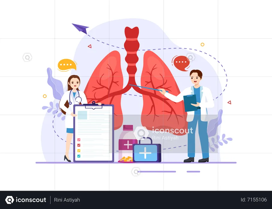Asthma Disease in Healthcare  Illustration