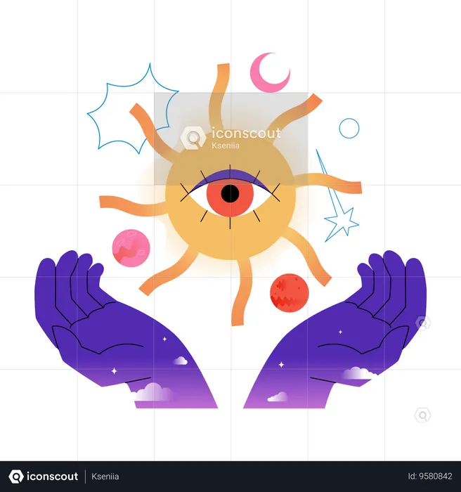 Astrology in hands  Illustration