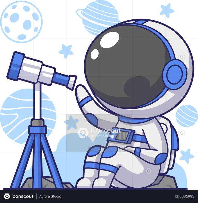 Astronaut Binocular  Illustration