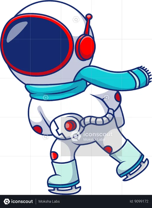 Astronaut doing Ice Skating  Illustration