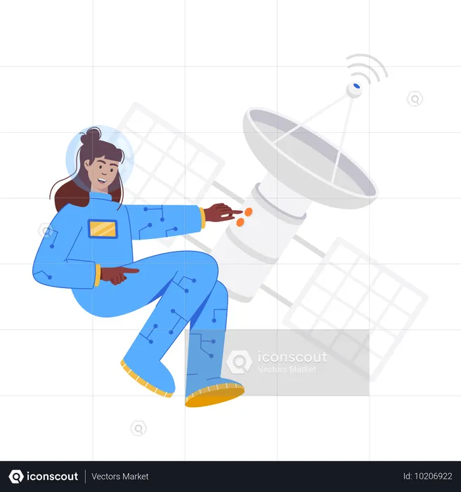 Astronaut doing satellite communication  Illustration