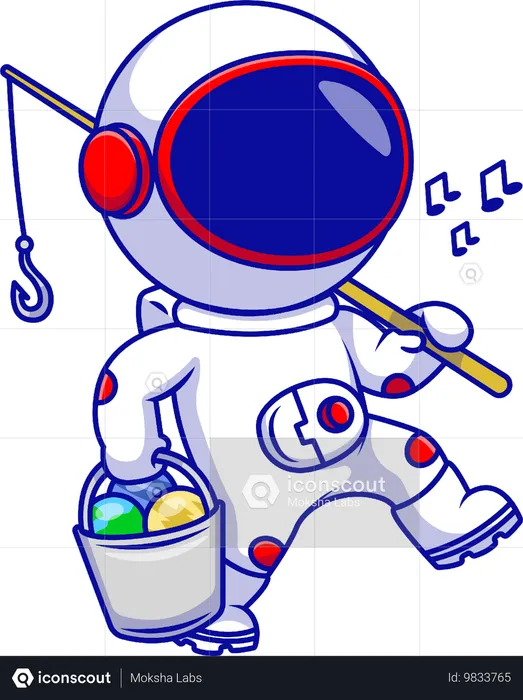 Astronaut Fishing  Illustration