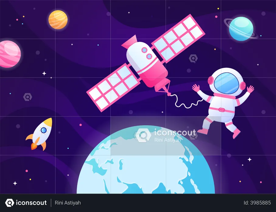 Astronaut going on spacewalk  Illustration