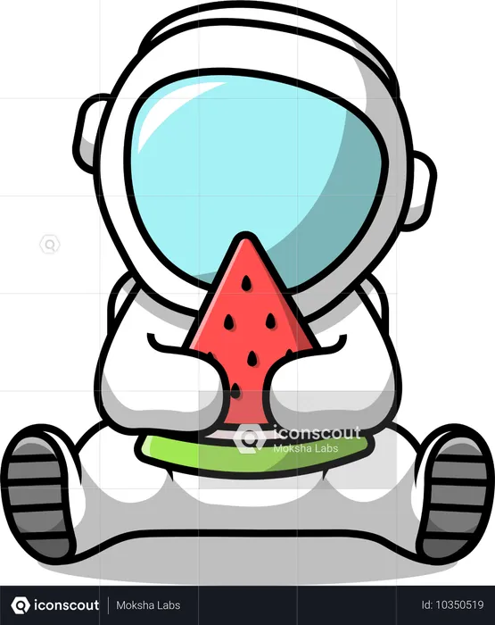 Astronaut hält Wassermelonenscheibe  Illustration