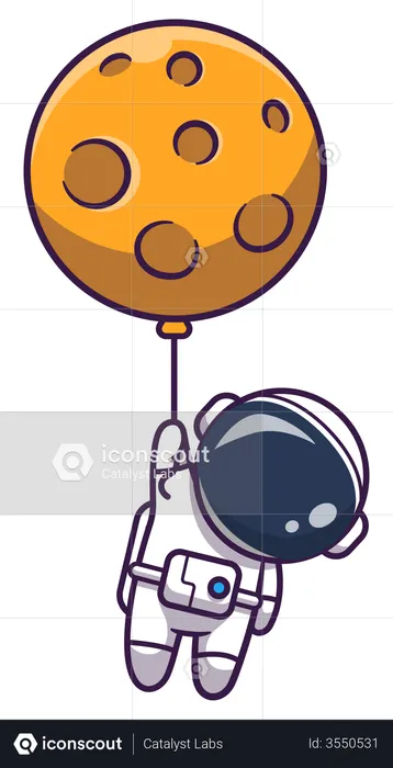 Astronaut hanging on earth balloon  Illustration