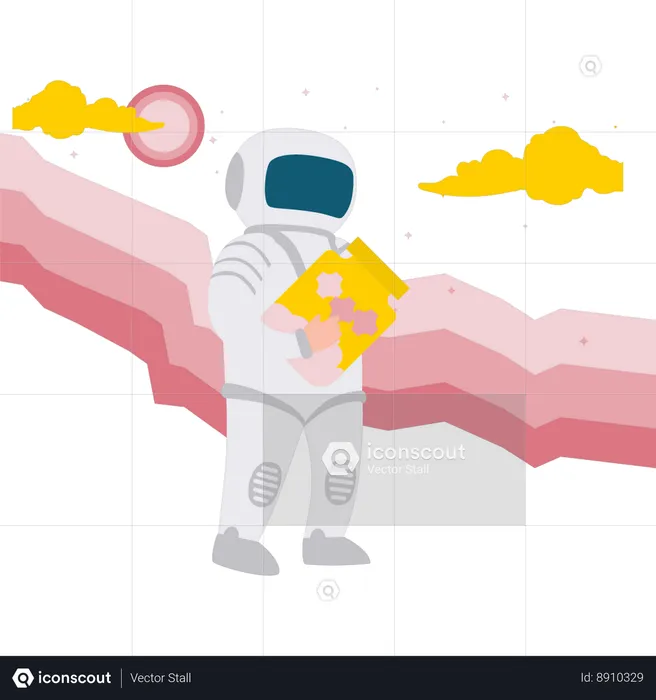 Astronaut Holding Jar  Illustration