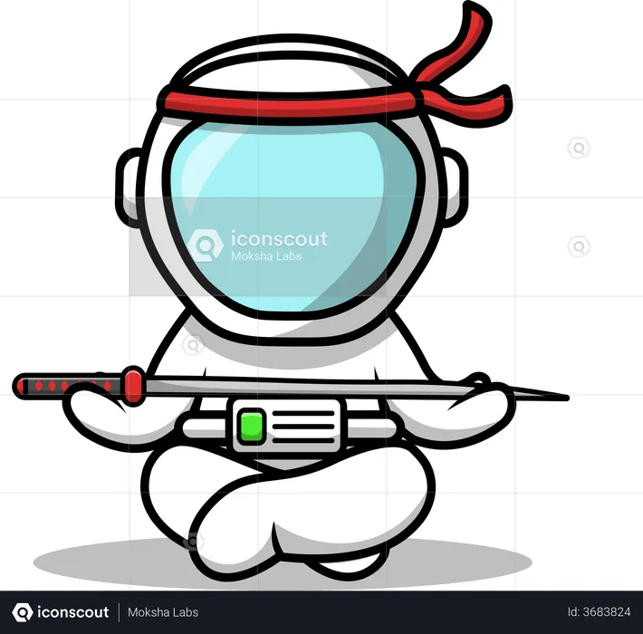 Astronaut Holding Sword  Illustration