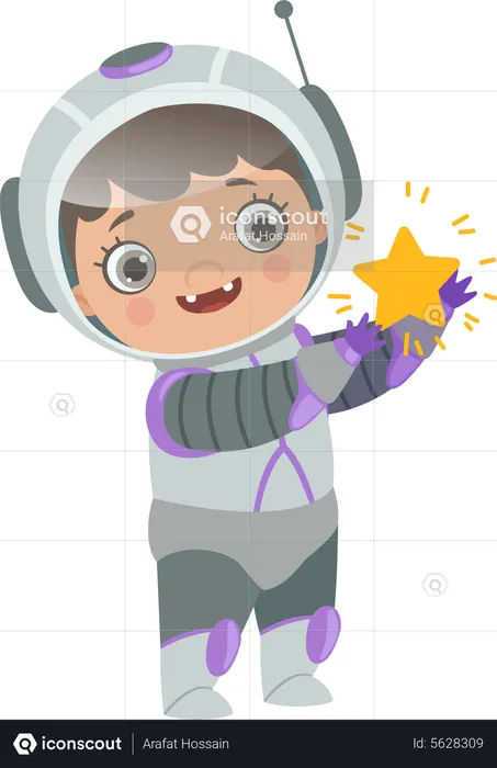 Astronaut Hugging Star  Illustration