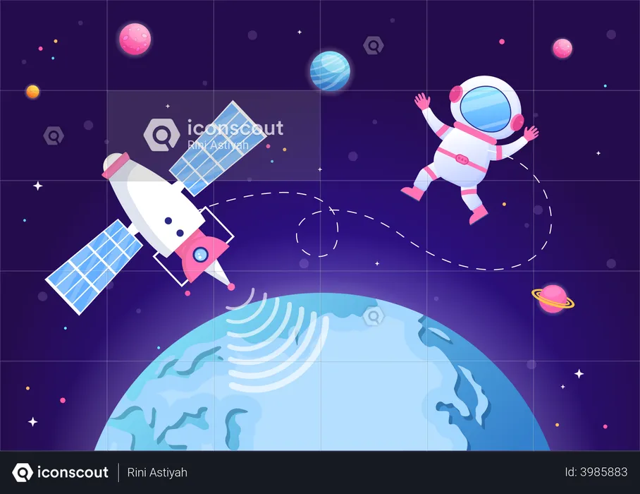 Astronaut in Space  Illustration