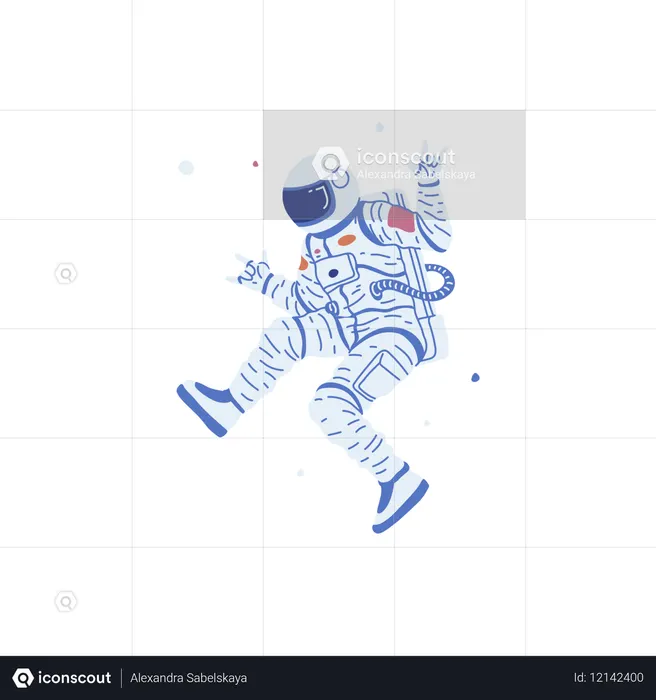 Astronaut in spacesuit hovering in space  Illustration