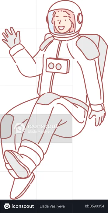 Astronaut jumping in suit  Illustration