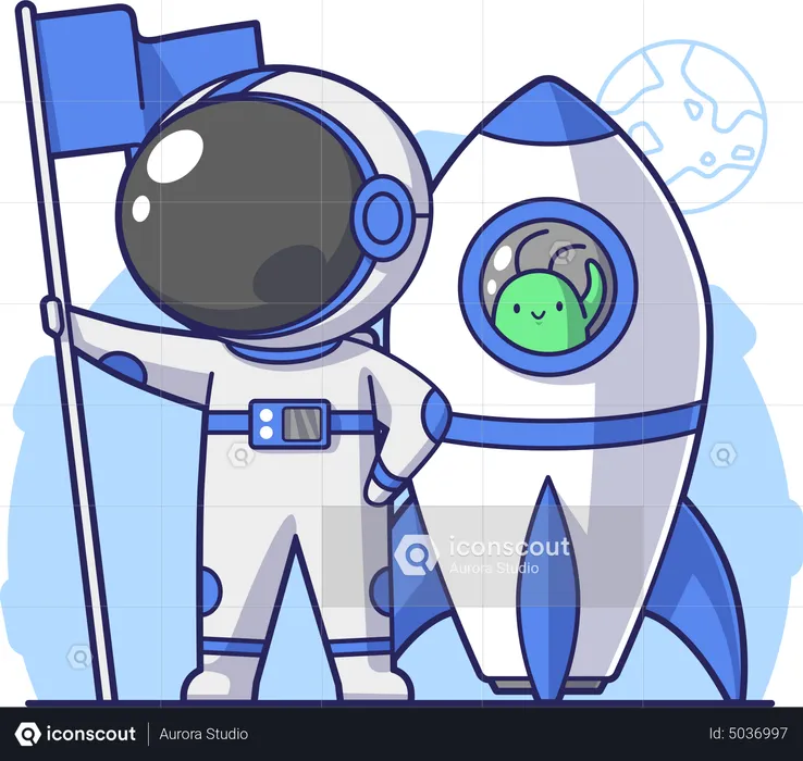 Astronaut Landing on the Moon  Illustration