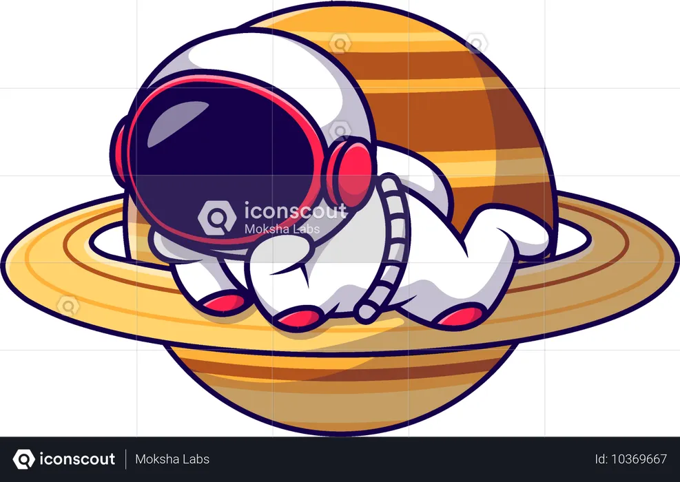 Astronaut Lay On Planet  Illustration