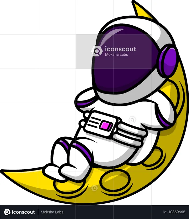 Astronaut Laying On Moon  Illustration