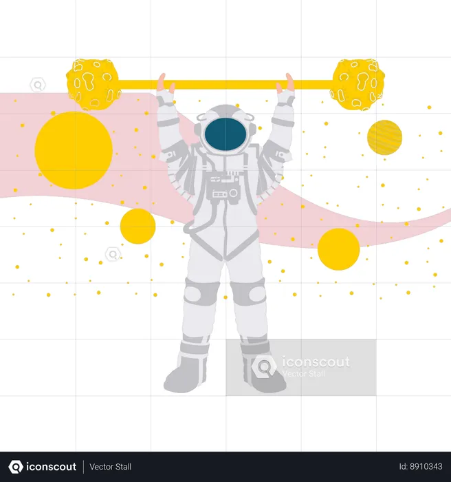 Astronaut Lifting Planets  Illustration