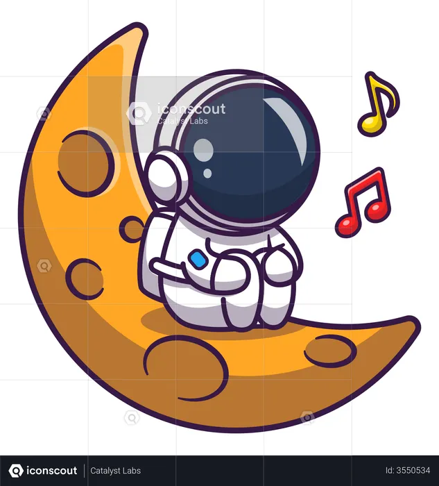 Astronaut listening music  Illustration