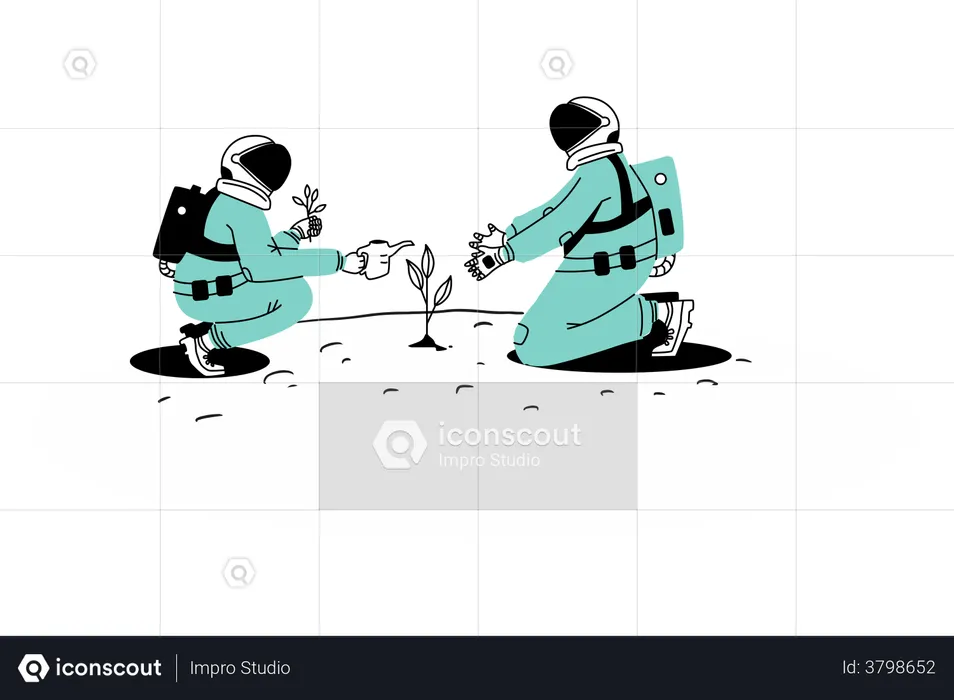 Astronaut planting tree  Illustration