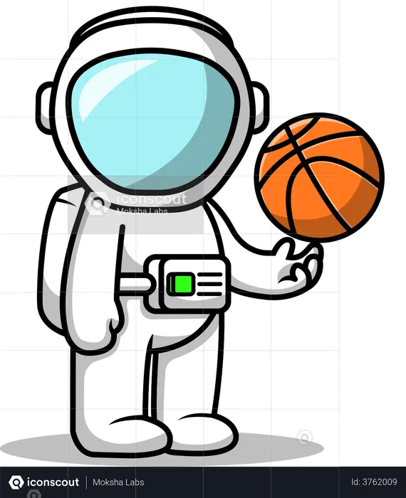 Astronaut Playing Basketball  Illustration