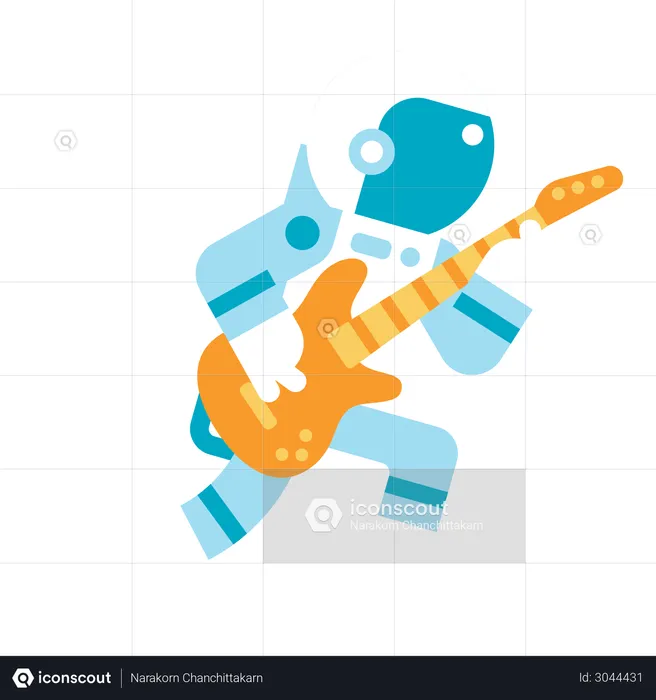Astronaut playing guitar  Illustration