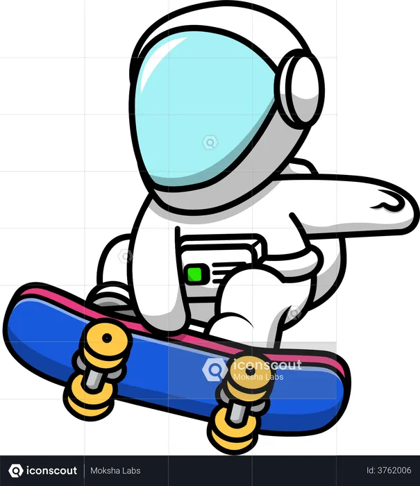 Astronaut Playing with Skateboard  Illustration