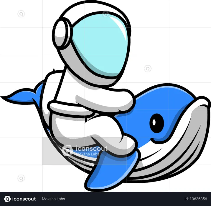 Astronaut Riding A Whale  Illustration