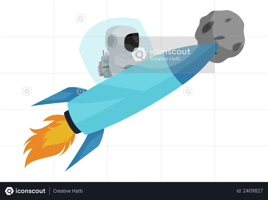 Astronaut riding rocket  Illustration