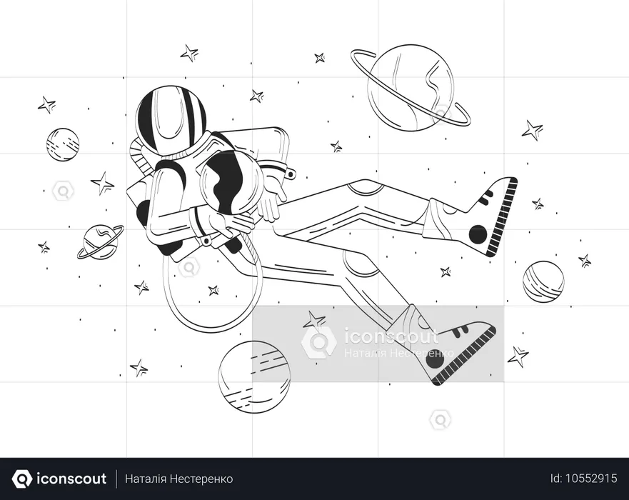 Astronaut schwebt im Weltraum  Illustration